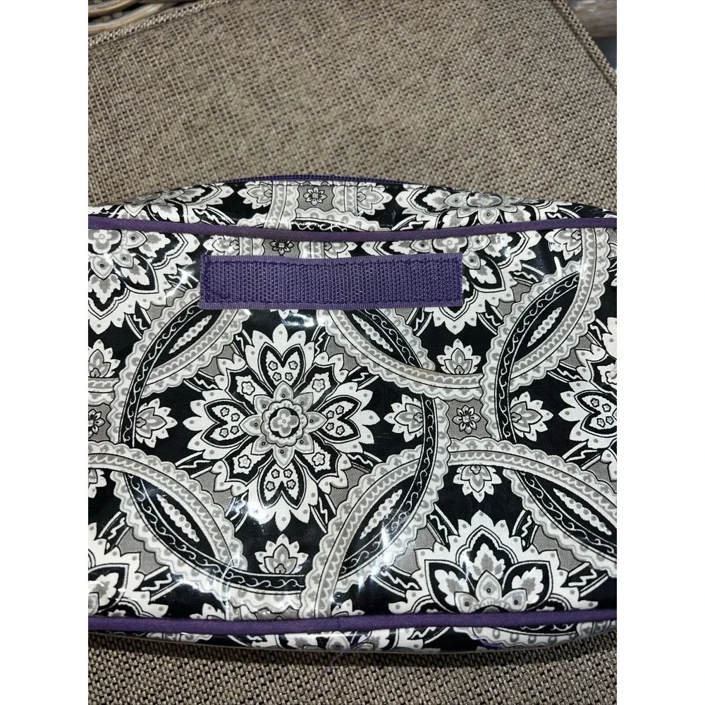 GLAM GIRL Cosmetic Carry Case Black White Print Zippered Pocket‎